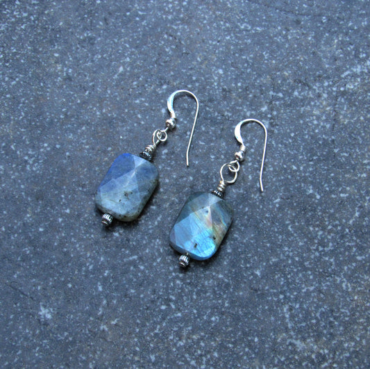 Labradorite Gemstone and Sterling Silver Earrings