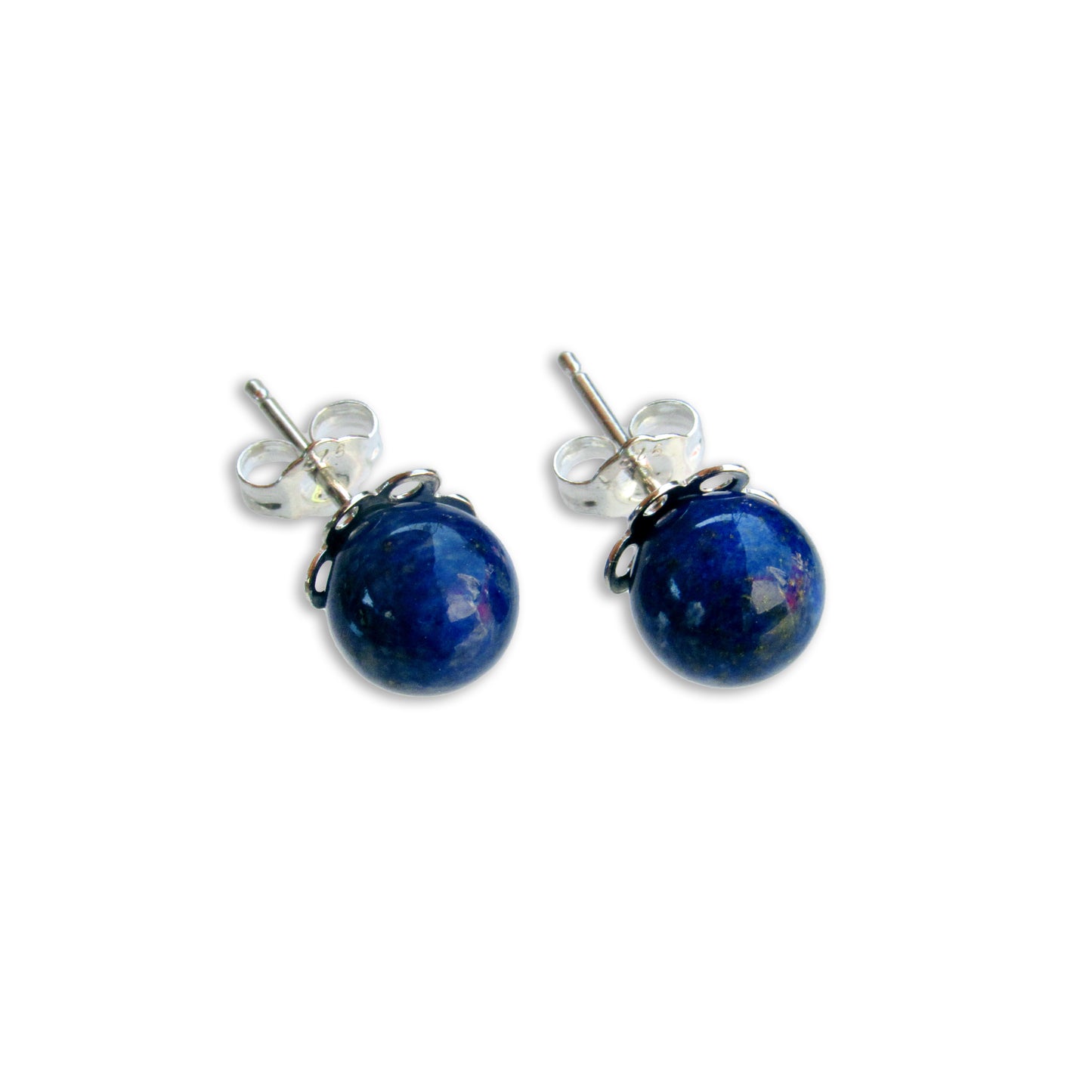 Lapis Lazuli Gemstone and Sterling Silver Stud Earrings