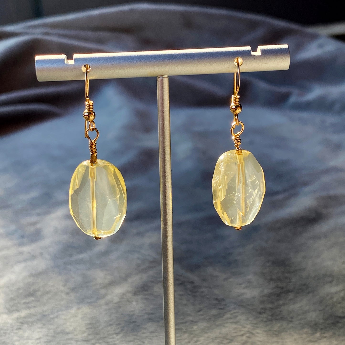 Lemon Citrine Gemstone Drop Earrings