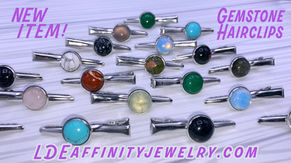 Genuine Gemstones on Metal Hairclips
