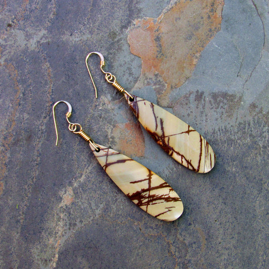 Picasso Jasper Gemstone hand wrapped Earrings