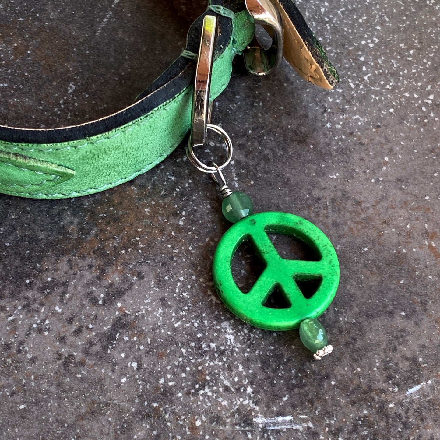 Pet Charm with Peace Signs & various Gemstone