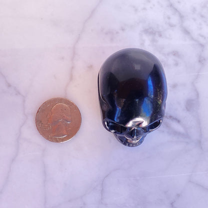Natural Tiger Eye, Obsidian, Aventurine or Quartz gemstone Skull