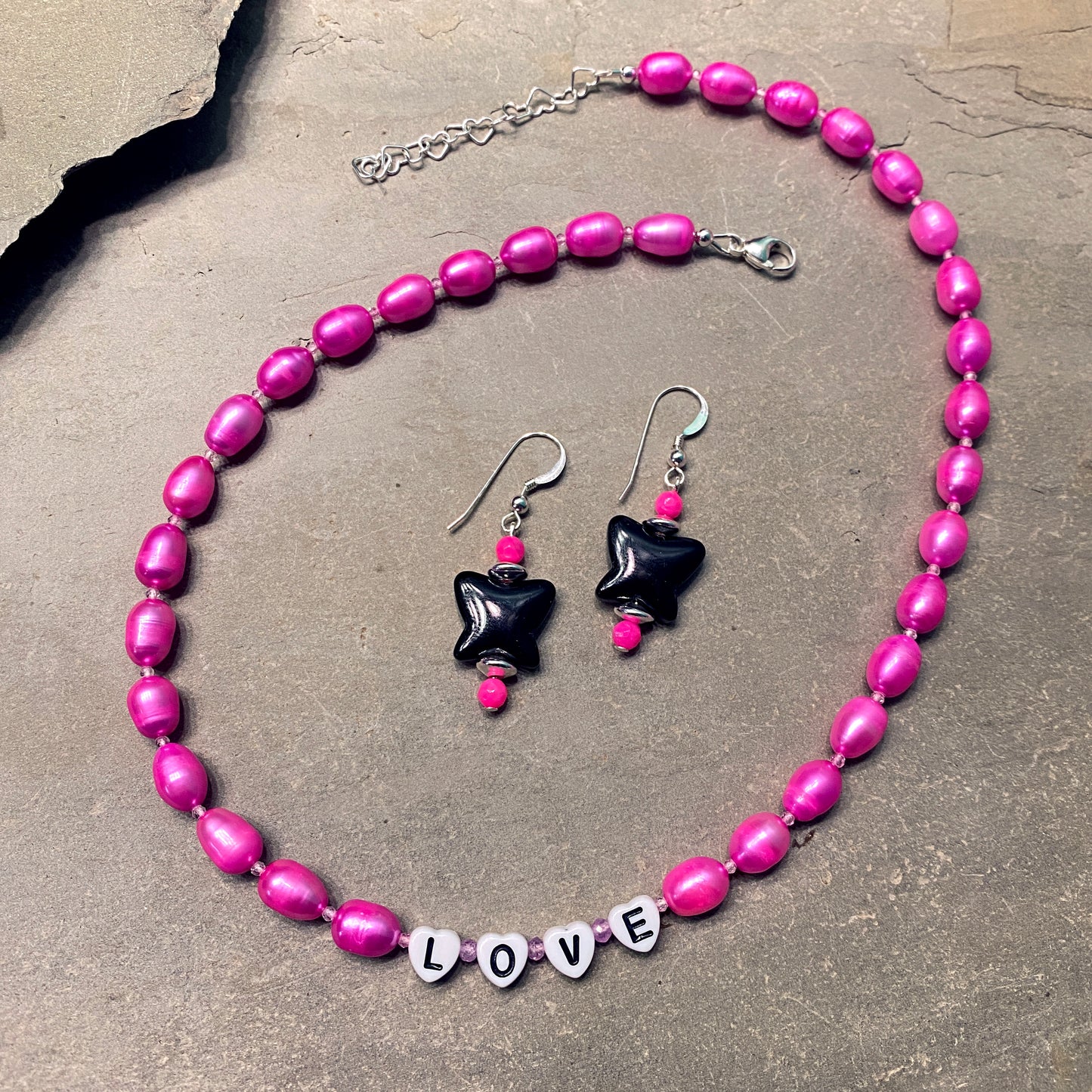 Women's Pink Freshwater Pearls & Pink Topaz, Pink Sapphire Gemstone Choker Necklace