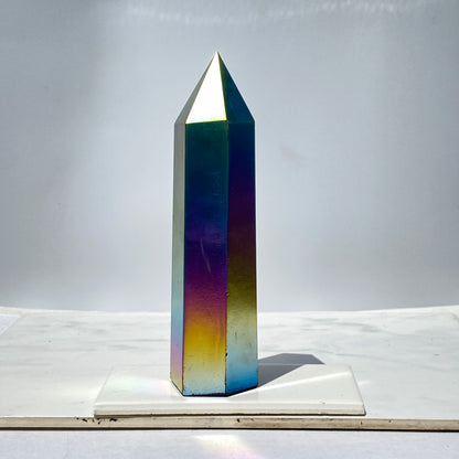 Rainbow Titanium quartz Tower Point healing energy obelisk