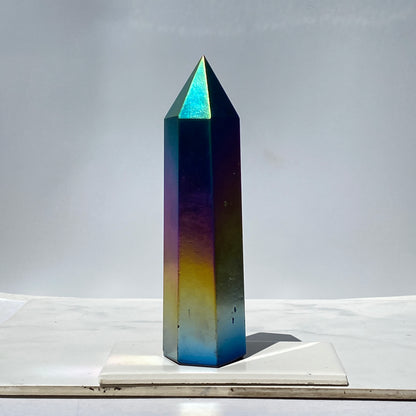 Rainbow Titanium quartz Tower Point healing energy obelisk