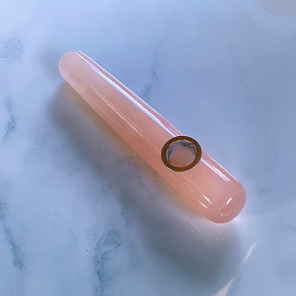 Rose Quartz Gemstone Rounded Nose Smoking Pipe