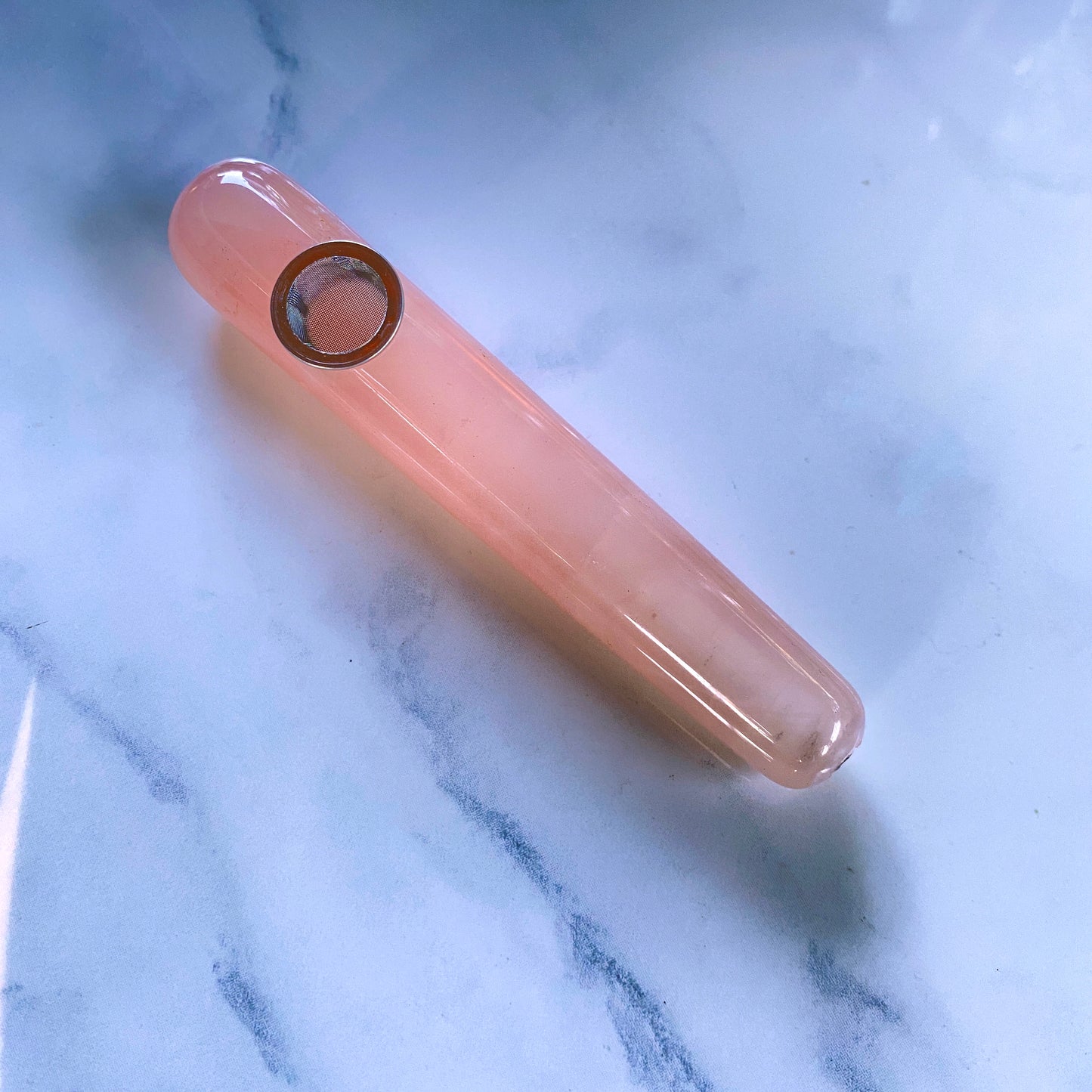 Rose Quartz Gemstone Rounded Nose Smoking Pipe