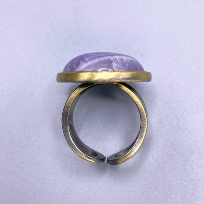 Brass Adjustable Round Gemstone Rings