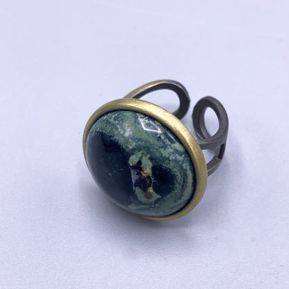 Brass Adjustable Round Gemstone Rings