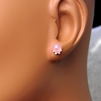 Gemstone and Sterling Silver Stud Earrings