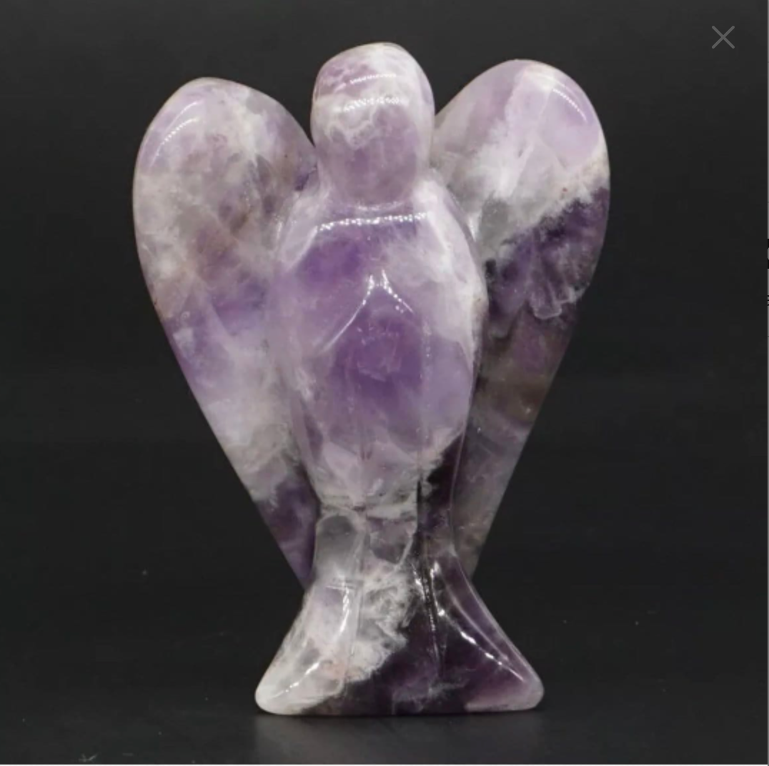 Angel Statue carved Amethyst Crystal Figurine
