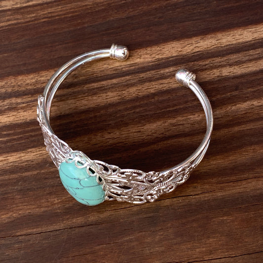 Silver Lace Cuff Bracelets with Various Gemstones