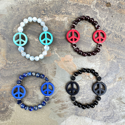 Gemstone Peace Bracelets with Sterling Silver accents