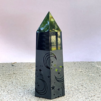 Black Obsidian gemstone Tower Point Obelisk wands