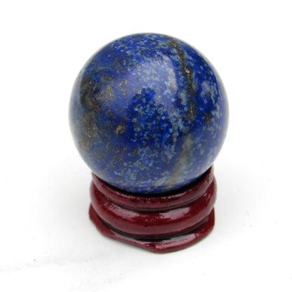 Natural lapis lazuli crystal gemstone semiprecious sphere with stand