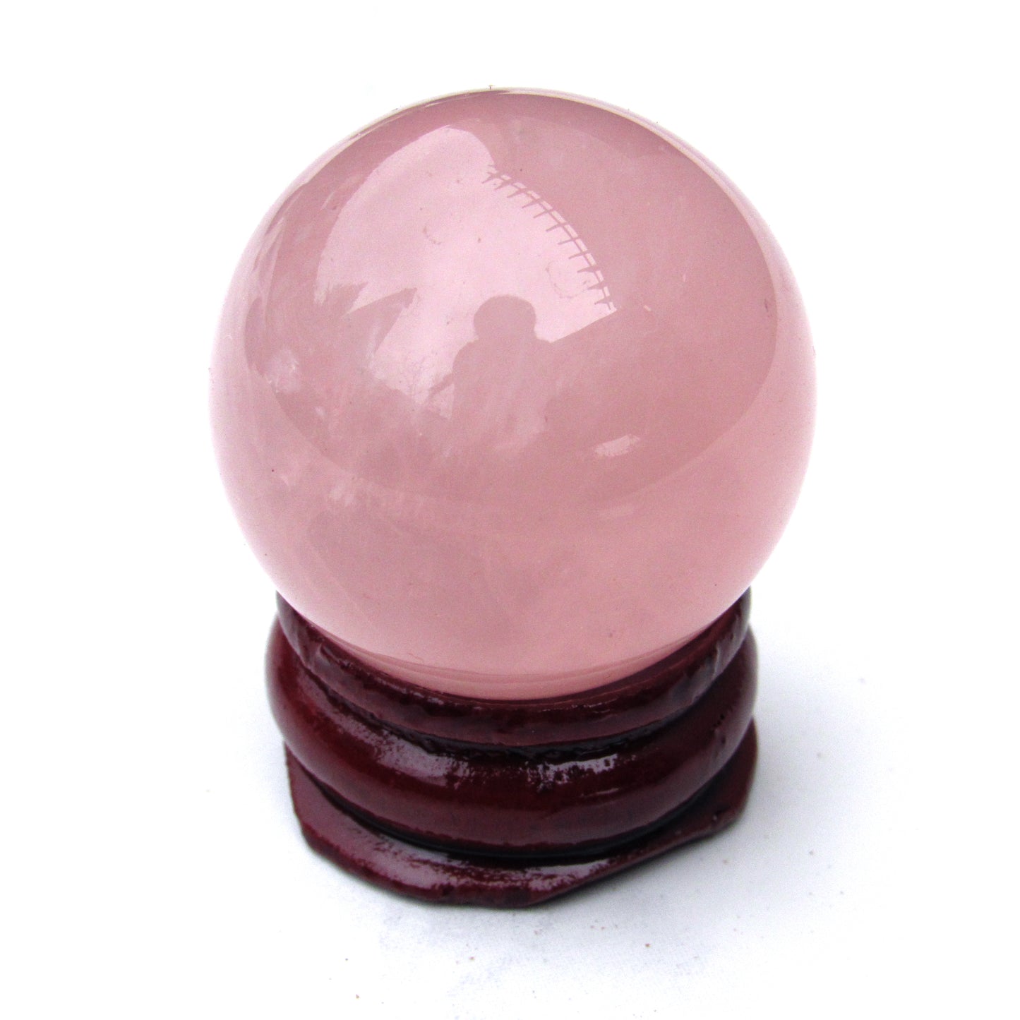 Natural Rose Quartz crystal gemstone semiprecious sphere  with stand