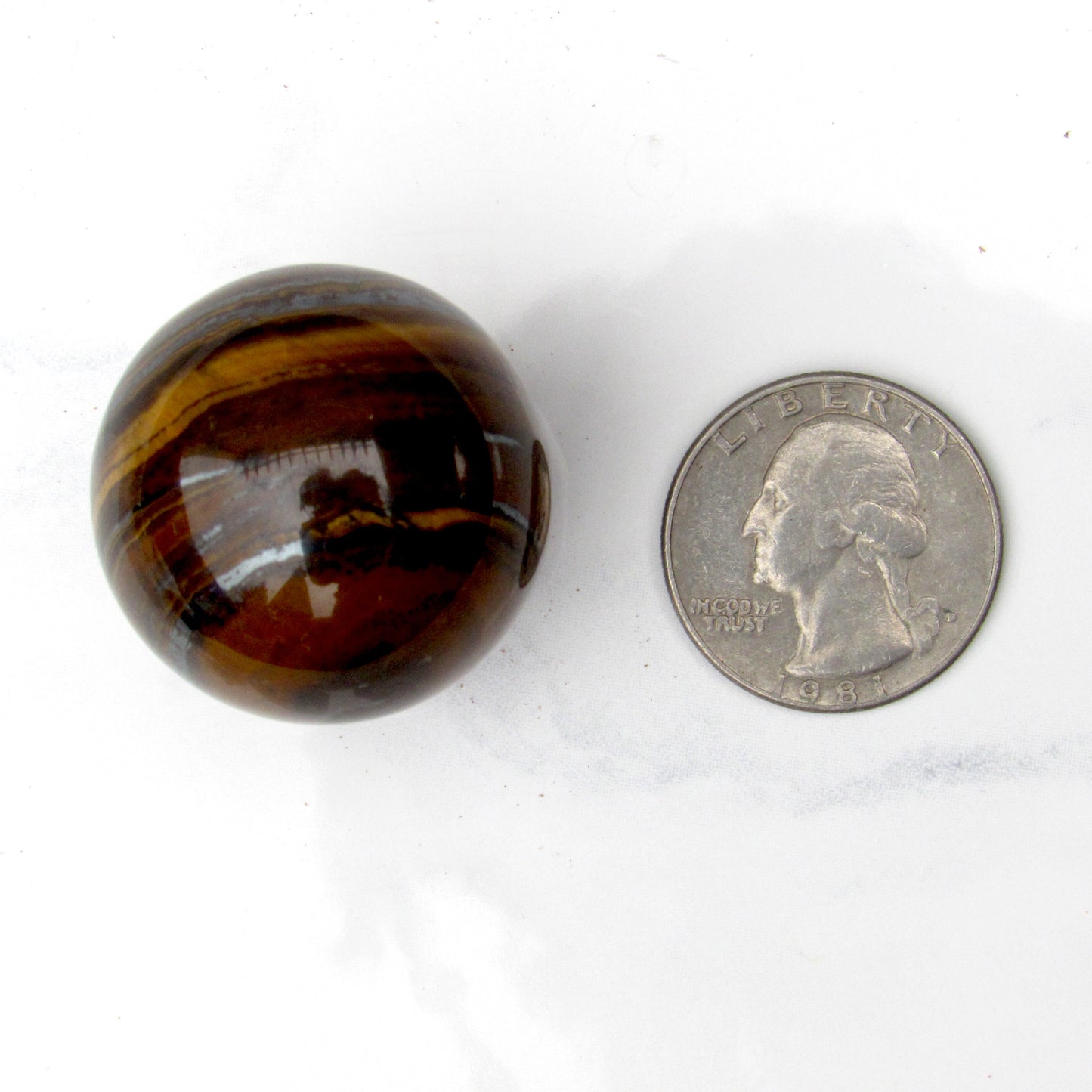 Natural Tiger Eye crystal gemstone semiprecious sphere with stand