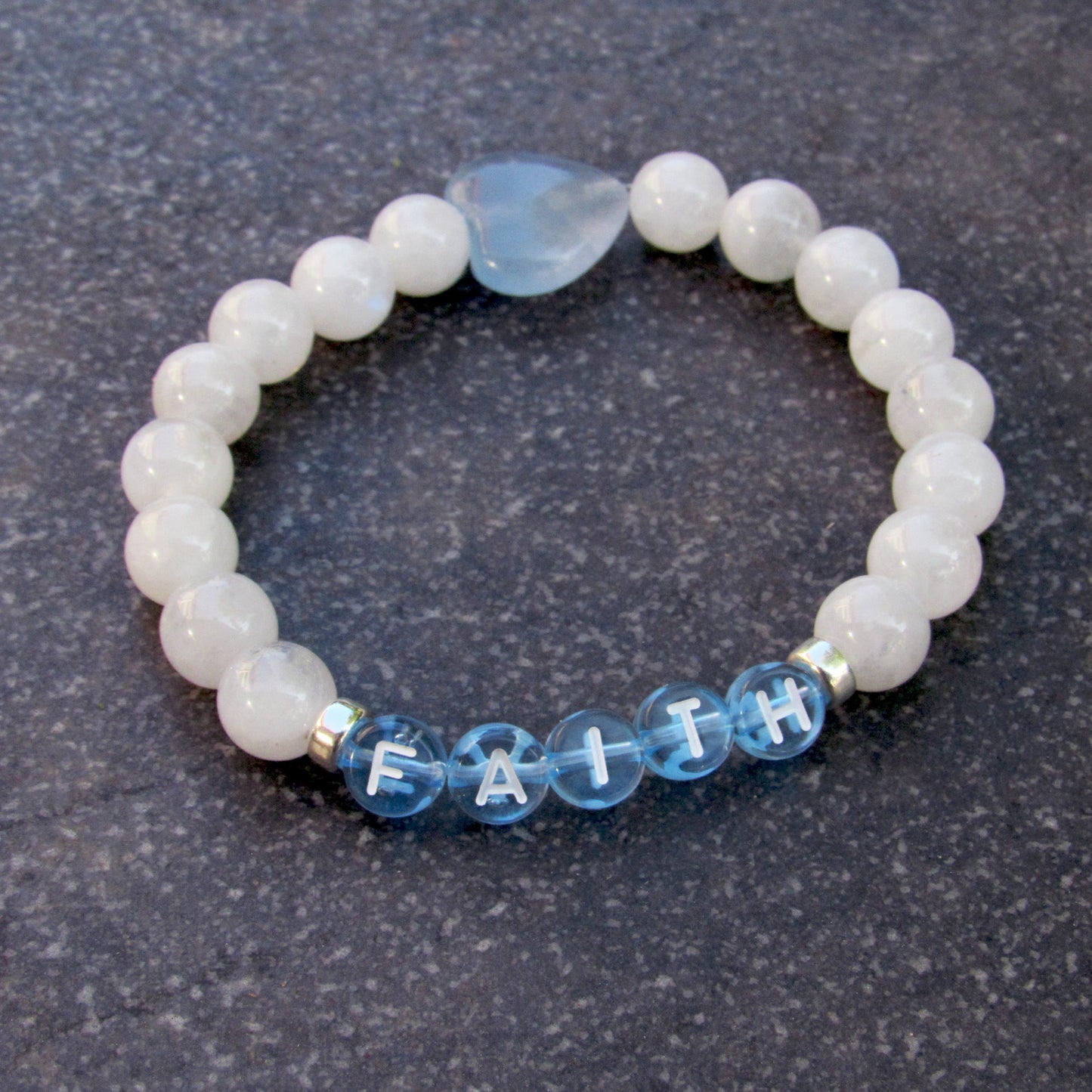 Women's Moonstone Gemstone FAITH stretch bracelet