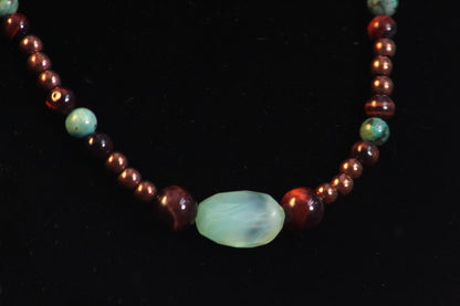 Men's Turquoise and Chalcedony gemstone beaded Necklace