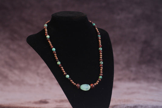 Men's Turquoise and Chalcedony gemstone beaded Necklace