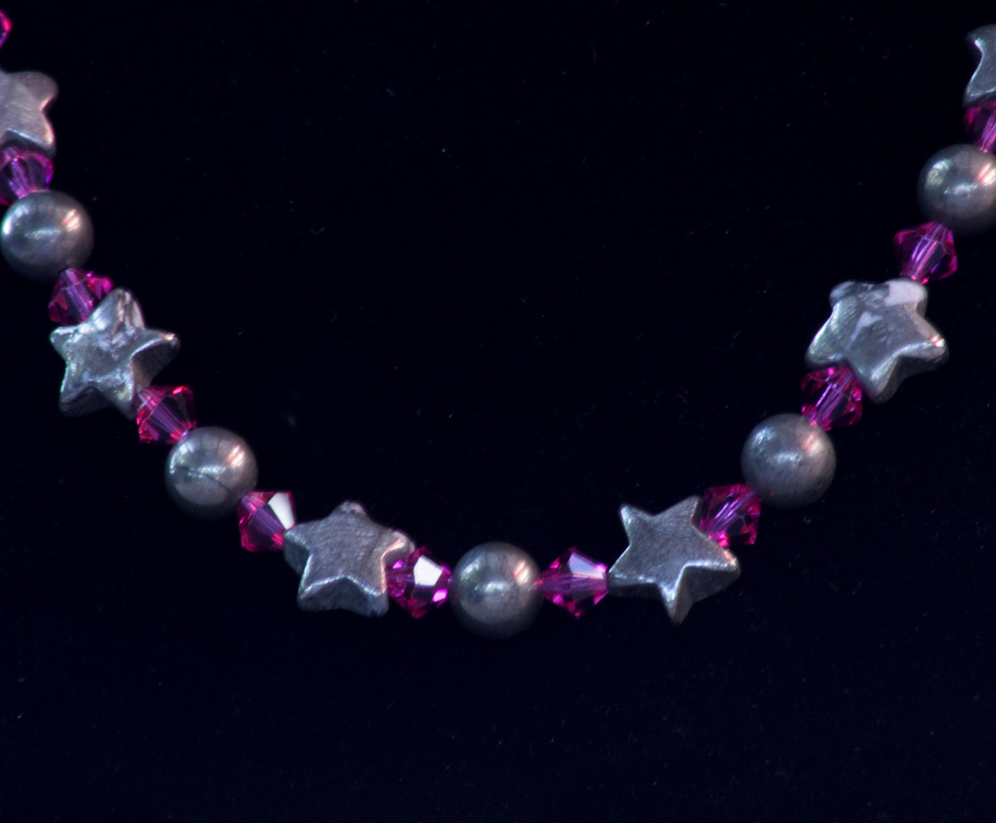 Women's Pyrite & Fuchsia Crystal Necklace
