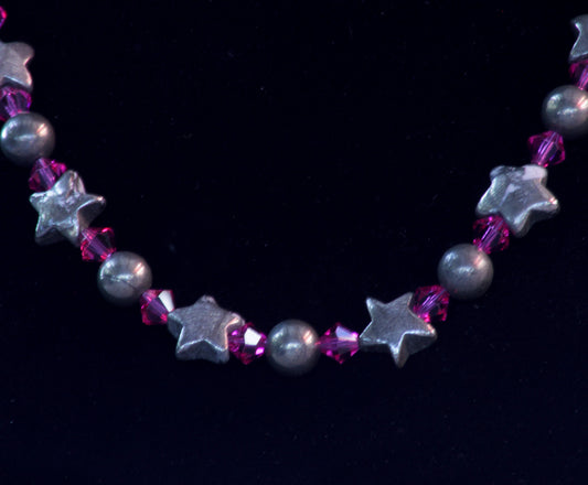 Women's Pyrite & Fuchsia Crystal Necklace