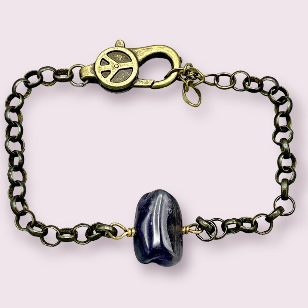 Amethyst and Brass Bracelet