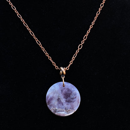 Amethyst Full Moon Necklace on Copper Chain