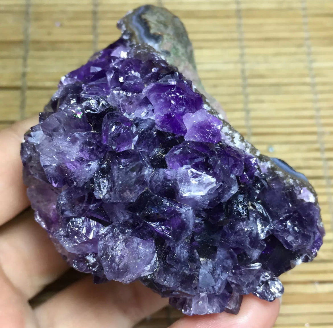 Natural Amethyst geode quartz cluster crystal specimen energy