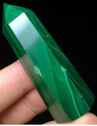 Natural Malachite Wand obelisk tower point crystal reiki point gemstone semiprecious