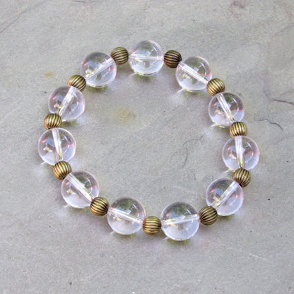 Clear Quartz and Brass Bracelet