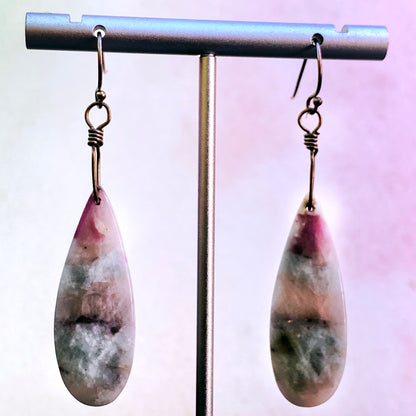Pink Tourmaline gemstone dangle Earring