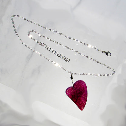 Dragon’s Vein Agate gemstone Heart on Sterling Silver Chain