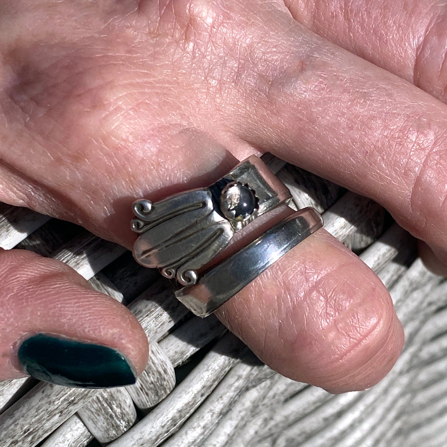 Vintage SilverSpoon Ring with Quartz gemstone