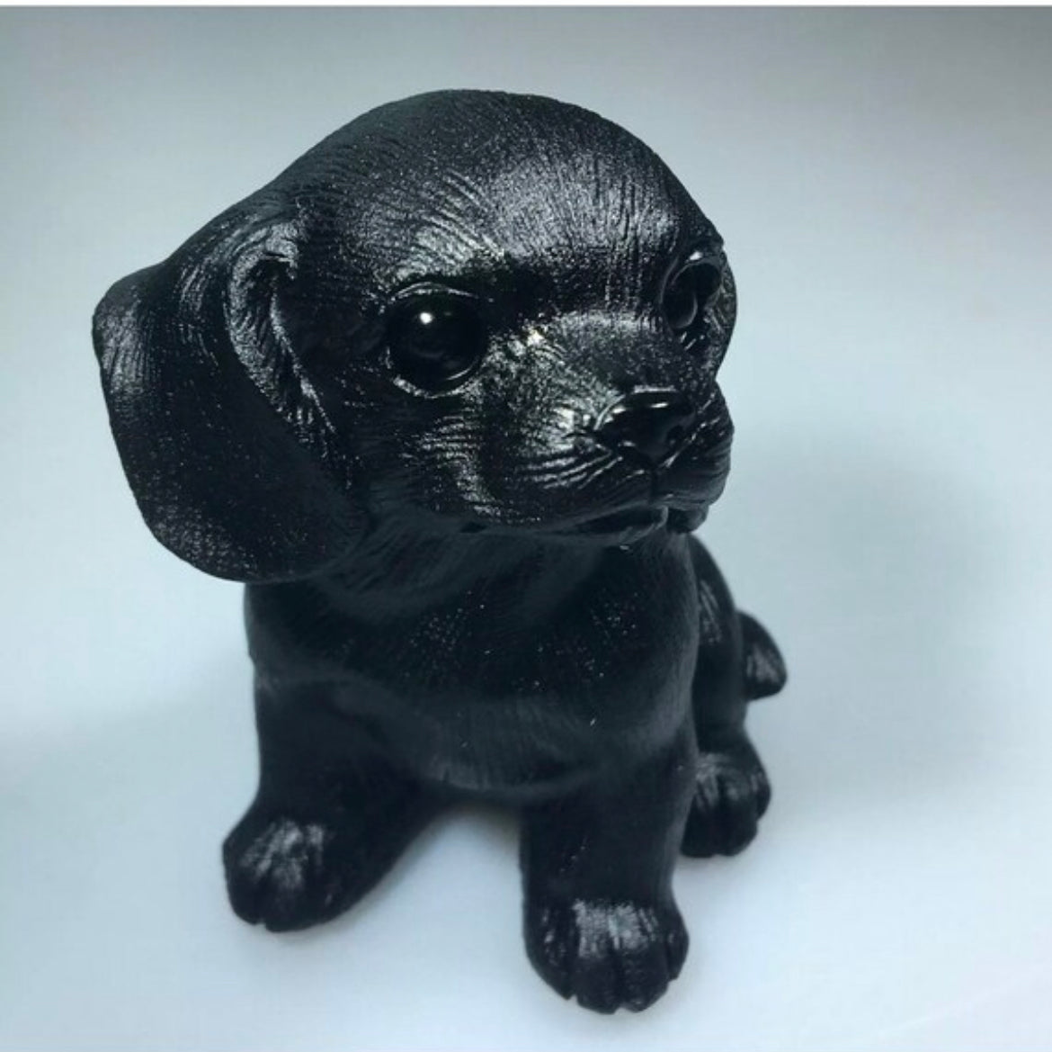 Black Obsidian Labrador Retriever crystal figurine