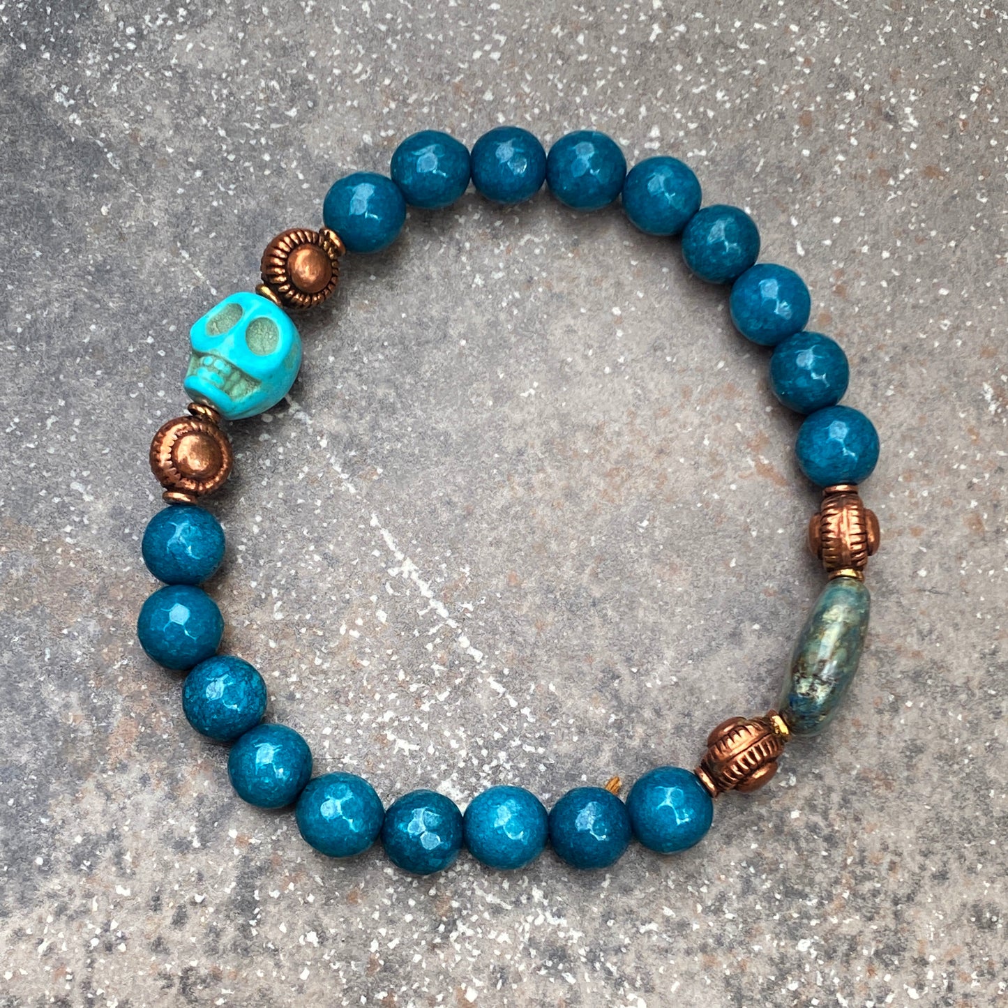 Men’s Bracelet with Apatite, Howlite, & Chrysocolla gemstones
