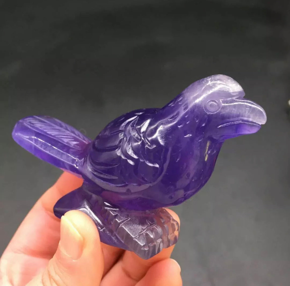 Natural Purple Blue Fluorite Bird Figurine