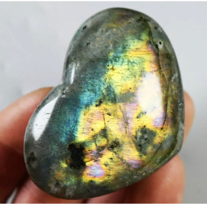 Natural Labradorite Heart Polished Rock Quartz Crystal Love Healing