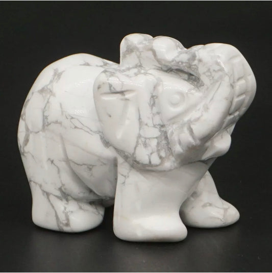 Natural Howlite gemstone carved Elephant