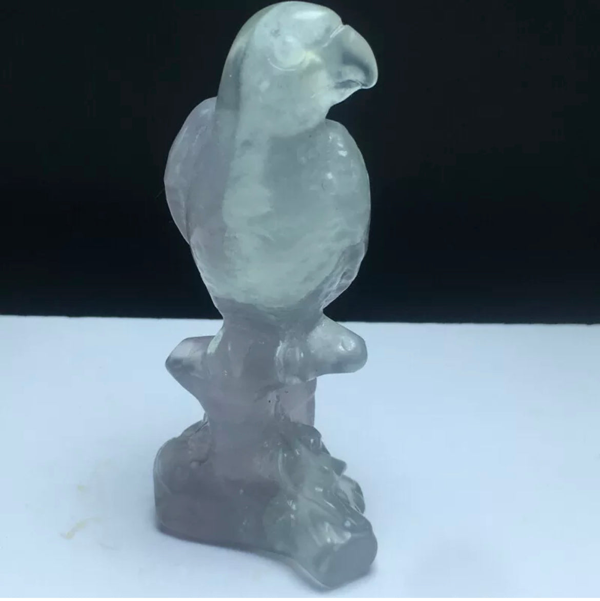 Natural Fluorite gemstone carved Parrot
