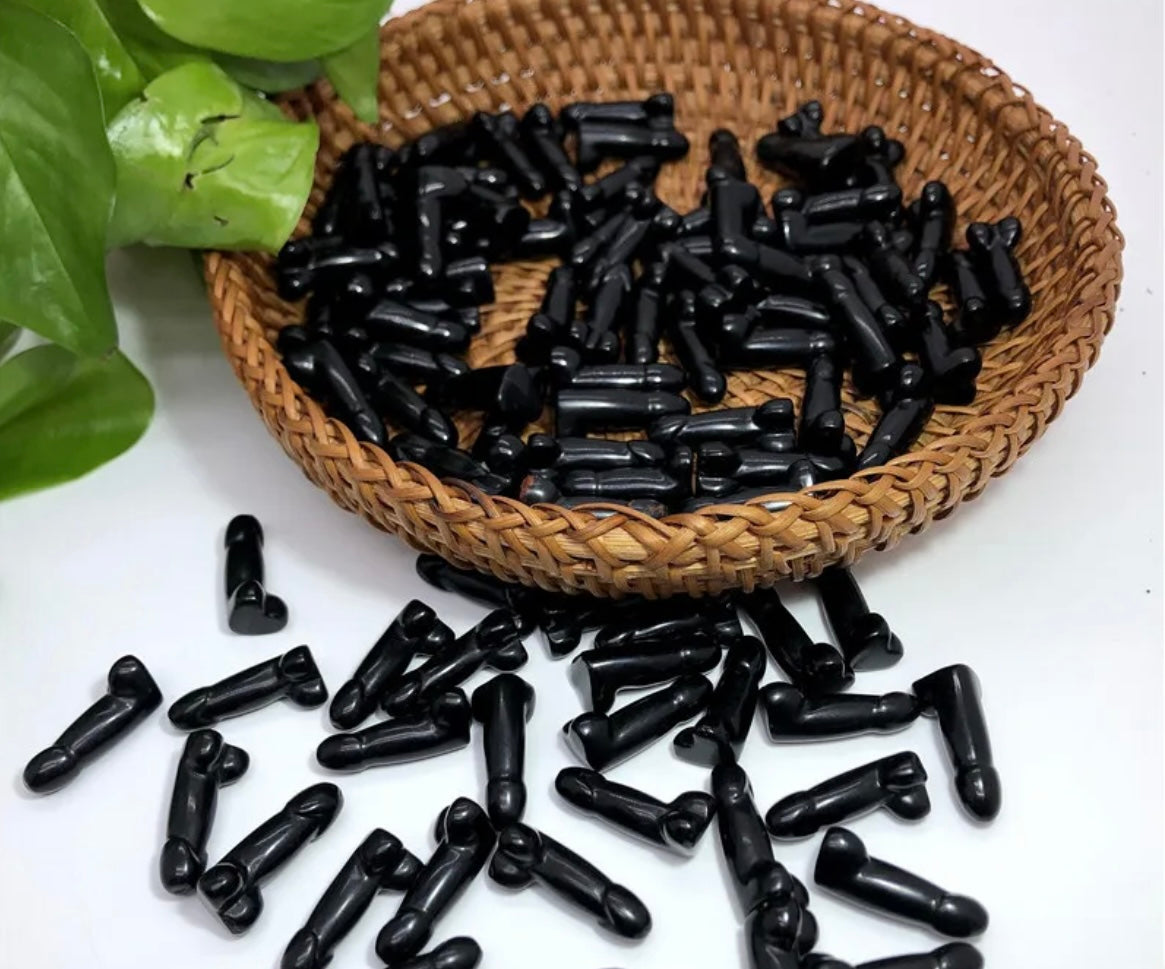 Natural Black Obsidian Penis- small