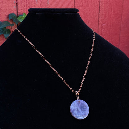 Amethyst Full Moon Necklace on Copper Chain