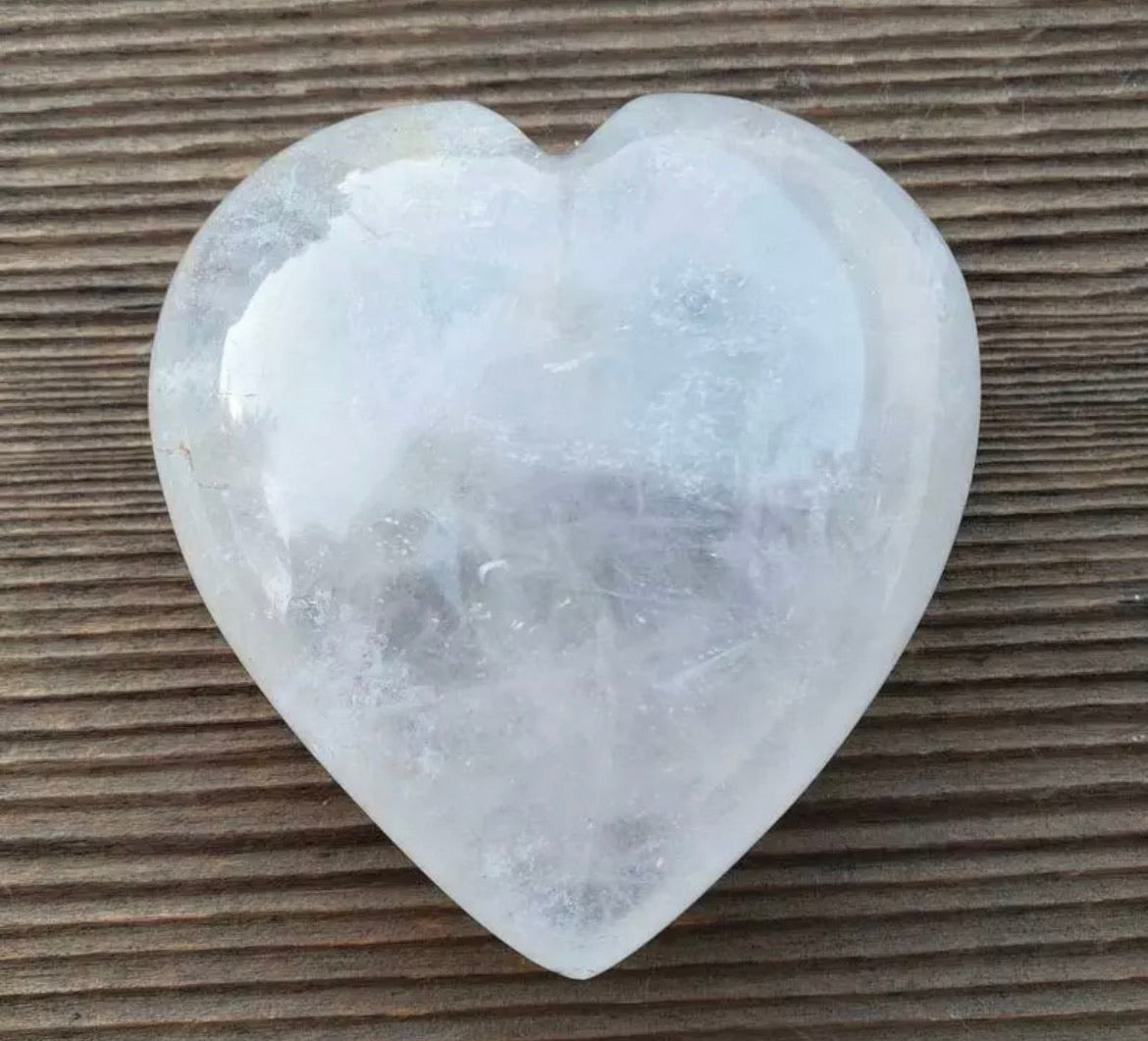 Natural Clear Quartz gemstone carved Heart