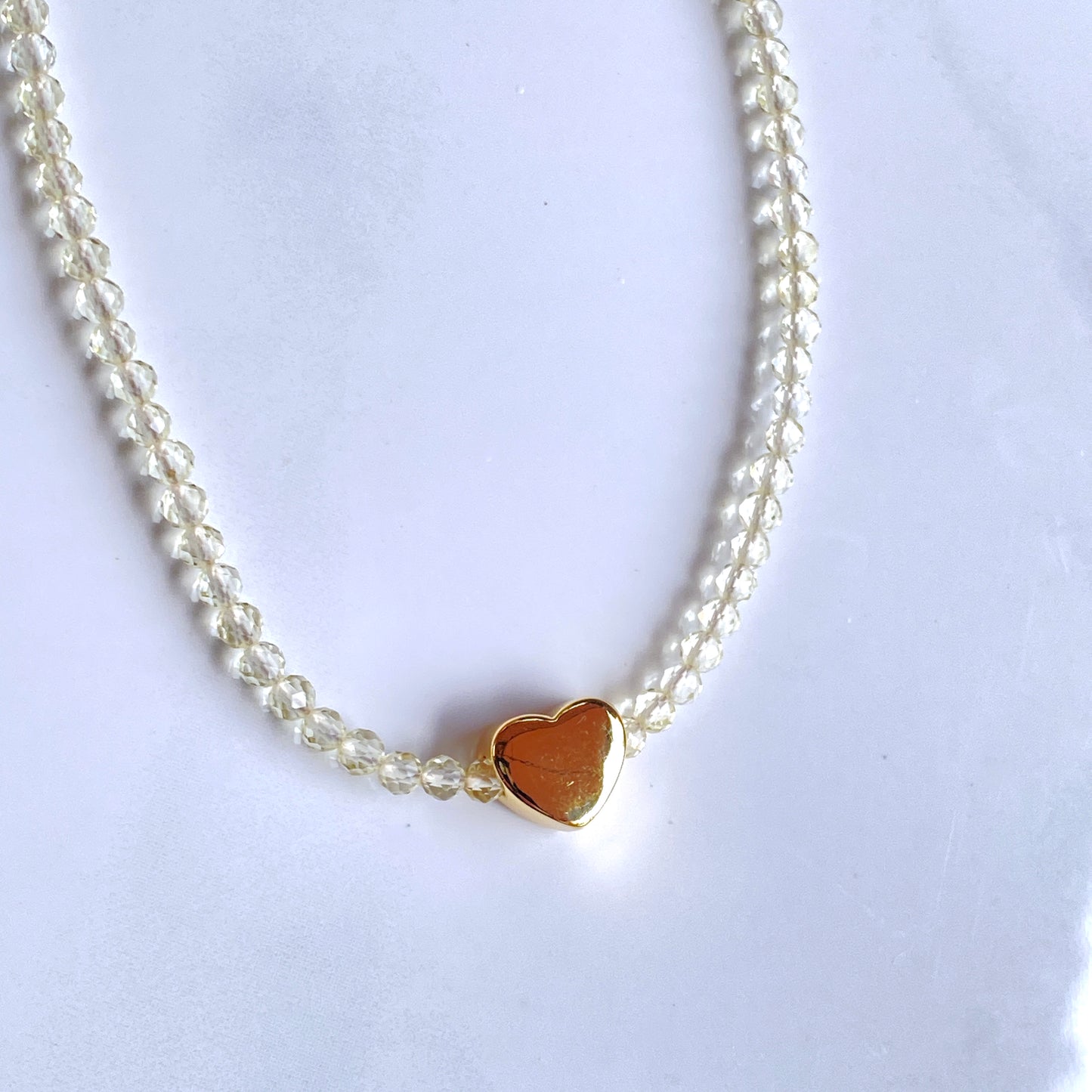 Yellow Topaz gemstone Heart Choker Necklace