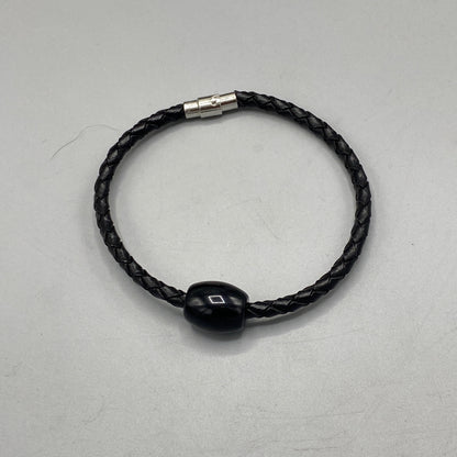Black Obsidian gemstone on genuine Leather Bracelet