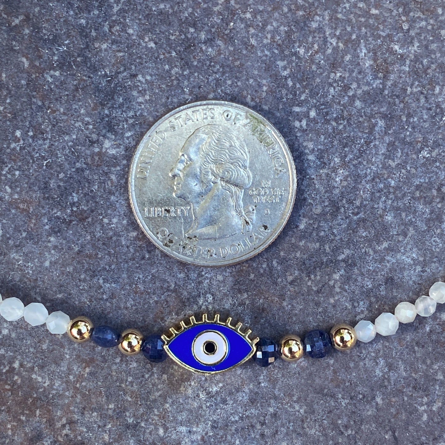 Moonstones and Blue Sapphire Evil Eye Necklace