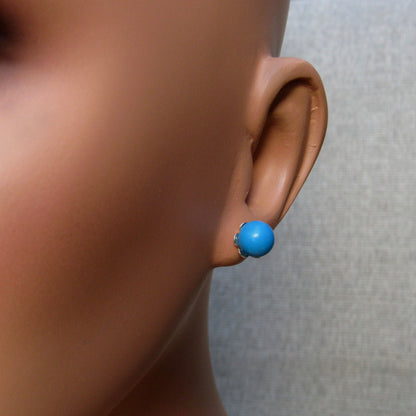Genuine Sleeping Beauty Turquoise 8 mm Studs on Sterling Silver posts