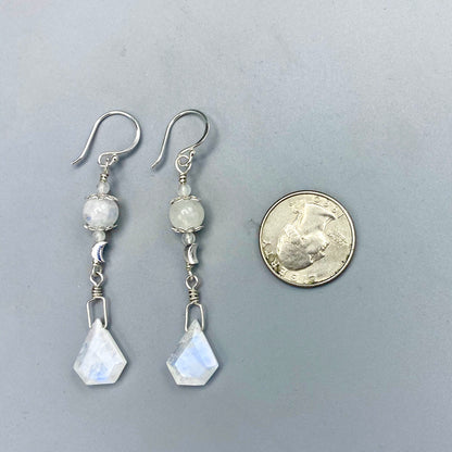 Moonstone Gemstones  With Sterling Silver Drop Earrings