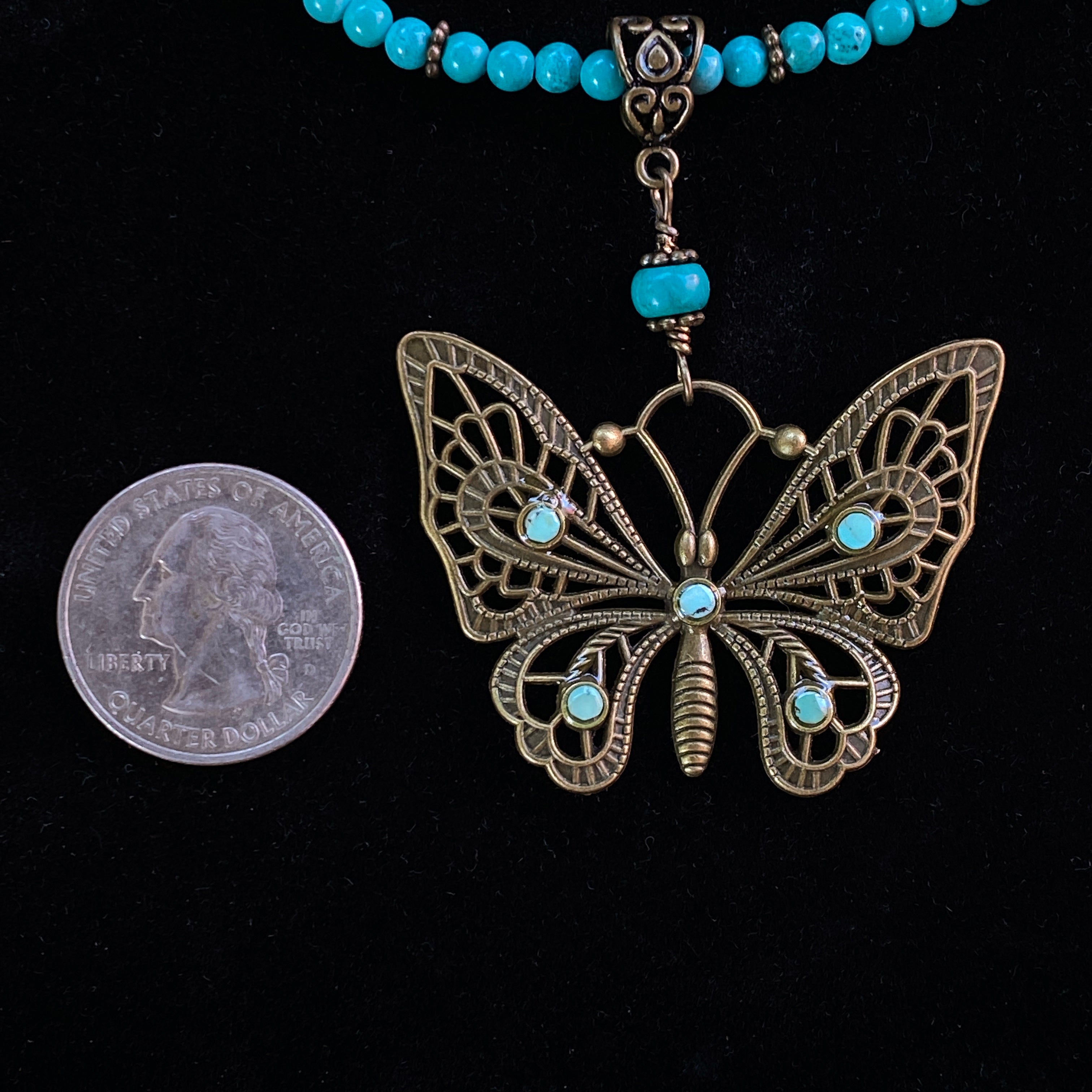 BELLA BUTTERFLY BEADED NECKLACE - BLUE RADIANCE – The Huntington Store